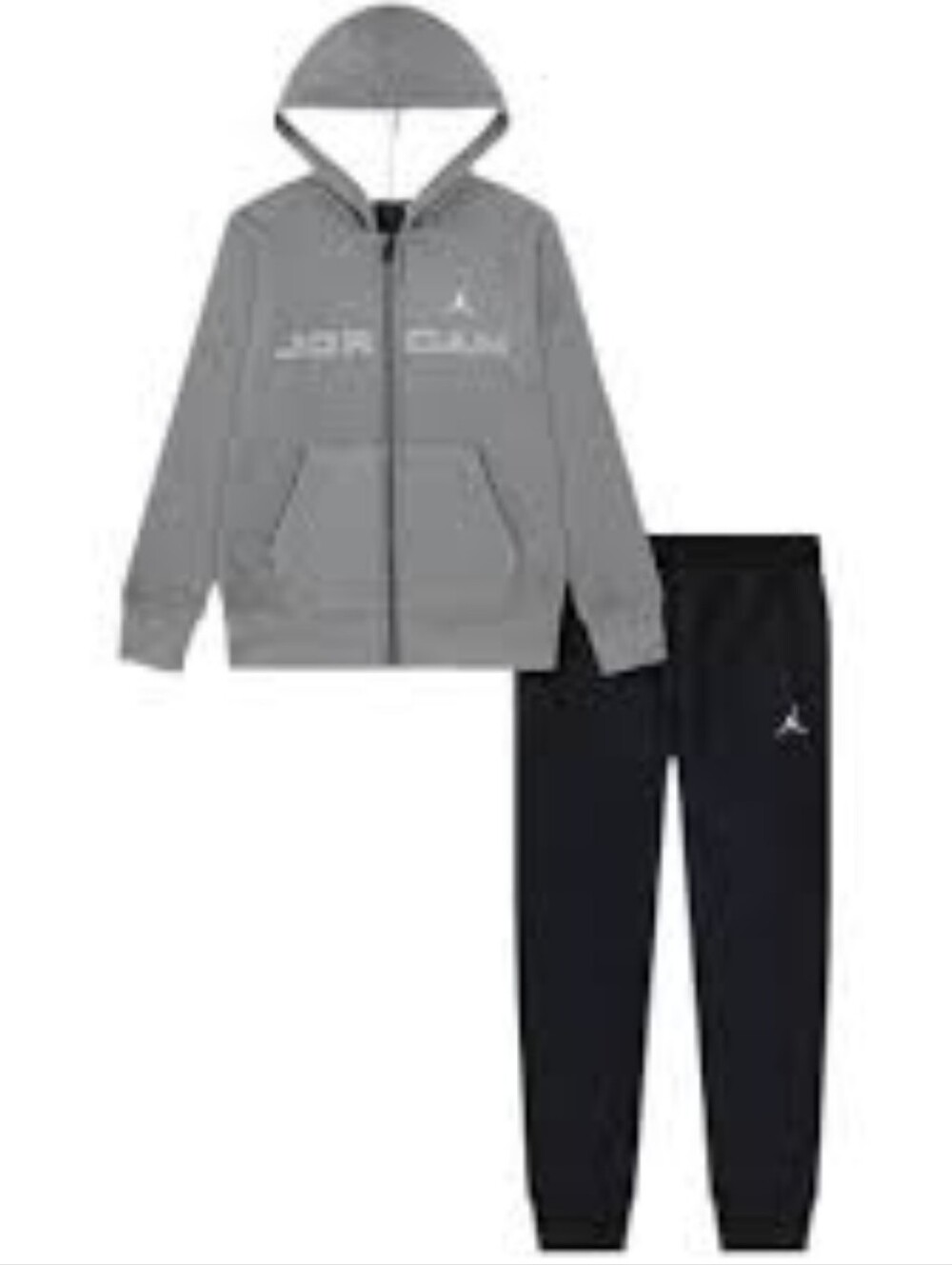 Jordan FIRE! NWT! 2pc Zip Hoodie Set #95F500-K6J in Black Carbon/Grey. Sz 12.